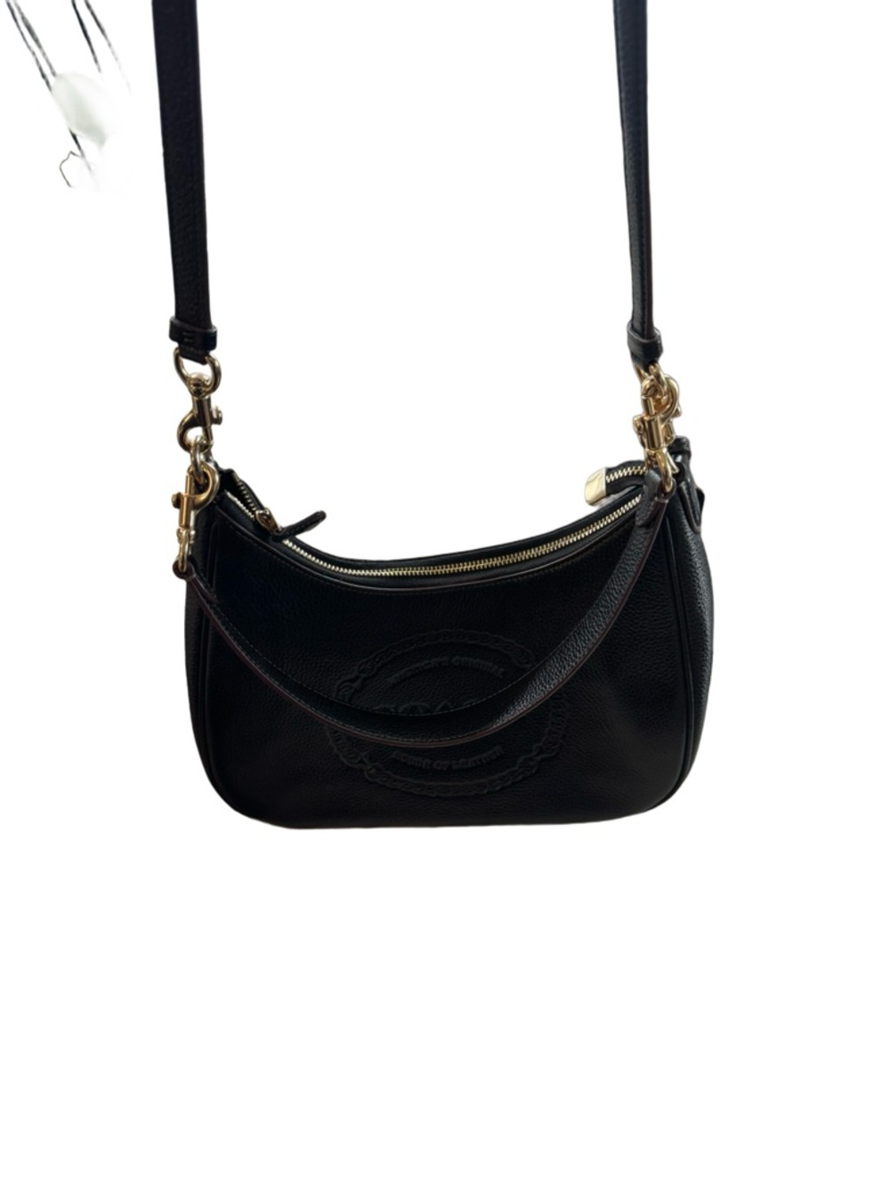 Coach Black Pebbled Leather Hobo Shoulder Bag with Gold Hardware - Picture 2 of 7